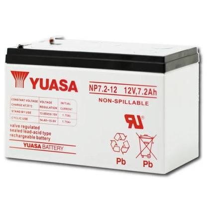 Yuasa 12V 7.2Ah UPS Battery NP7.2-12 12 Volts 7.2 Ampere Rechargeable Valve Regulated Lead Acid VRLA