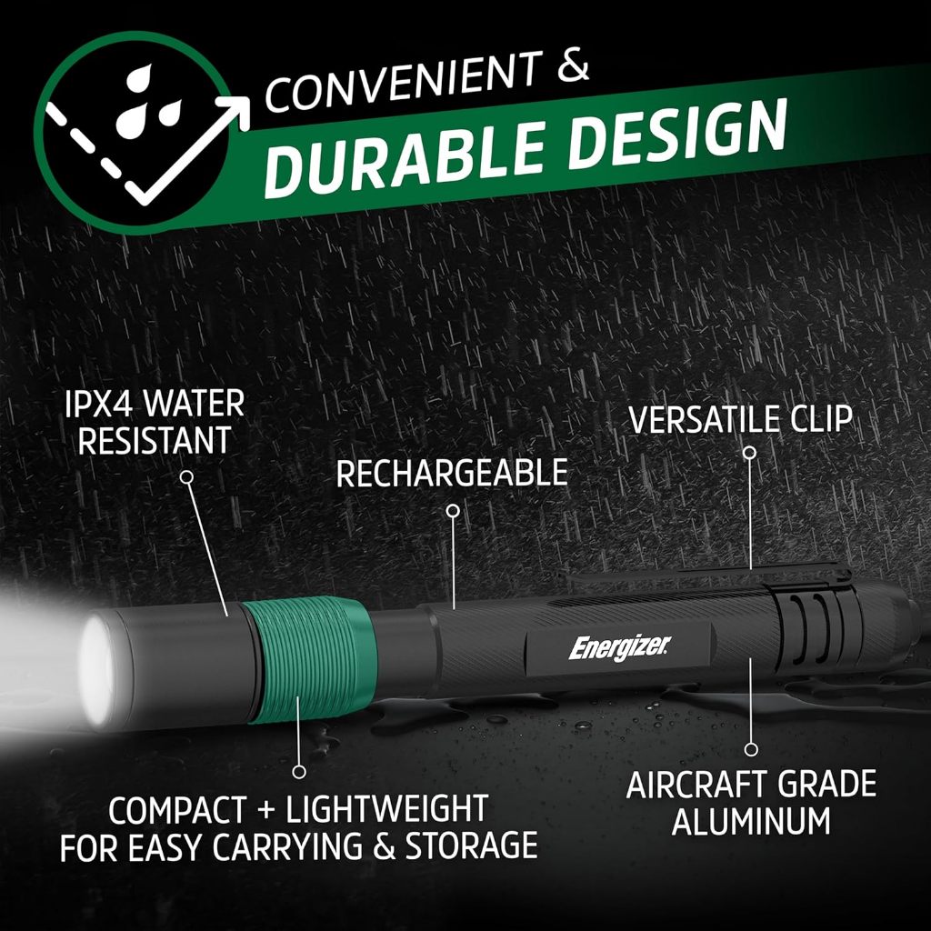 Energizer YMPL22 Hybrid Pen Light Flashlight USB Rechargeable Bright Penlight IPX4 Water Resistant
