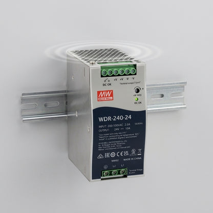 MEAN WELL WDR-240-24 Ultra-Wide Input 200–500VAC DIN Rail Power Supply 24VDC 10A 240W Meanwell