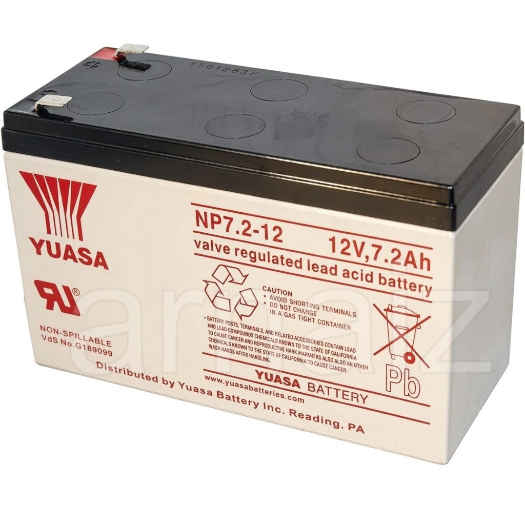 Yuasa 12V 7.2Ah UPS Battery NP7.2-12 12 Volts 7.2 Ampere Rechargeable Valve Regulated Lead Acid VRLA