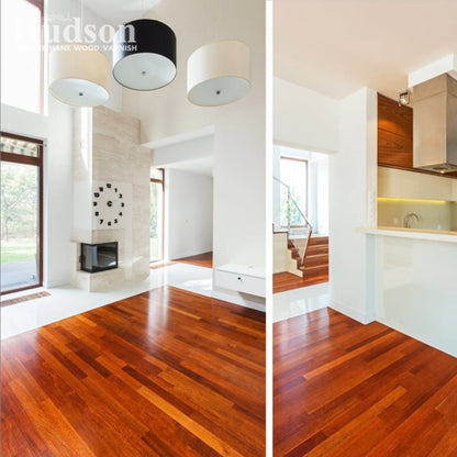 Hudson Polyurethane Floor Varnish Topcoat / Sealer 4 Liters with Catalyst PU Top Coat Wood Cabinet