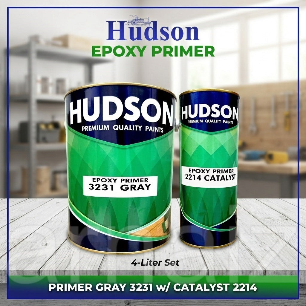 Hudson Epoxy Primer Gray H-3231 4L with Catalyst H-2214 1L Set Heavy Duty Metal Base Coating