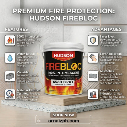 Hudson FireBloc 6530 Gray 16L Water-Based Fire Protective Paint 100% Intumescent