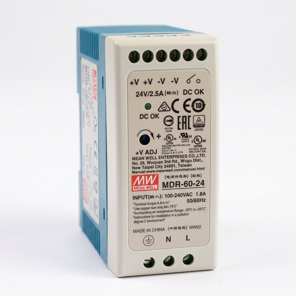 Mean Well MDR-60-24 Industrial DIN Rail Power Supply 24V DC 2.5A 60W Meanwell MDR-60 Series