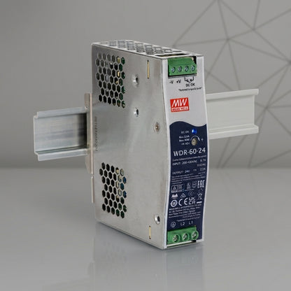 MEAN WELL WDR-60-24 Industrial DIN Rail Power Supply – 60W 24V DC 2.5A Ultra Wide Input Meanwell