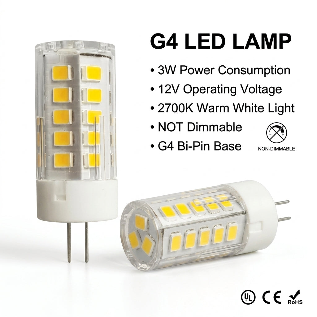 G4 LED Bulb 3W 12V Warm White 2700K NOT Dimmable Bi-Pin Lamp for Chandeliers Cabinets Corn Bulb