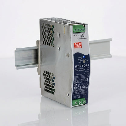 MEAN WELL WDR-60-24 Industrial DIN Rail Power Supply – 60W 24V DC 2.5A Ultra Wide Input Meanwell