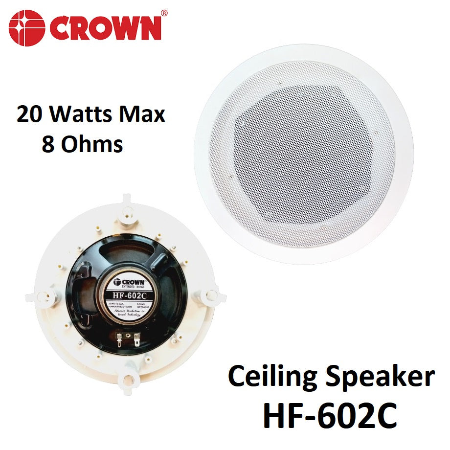 Crown HF-602C Ceiling Speaker 6 Inches 20Watts 8 Ohms Extended Range Original HF602C HF 602C HF602-C
