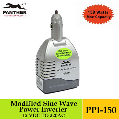 Panther PPI-150 Power Inverter 150VA 12V DC Input Modified Sine Wave Cigarette Male Plug w/ USB Port