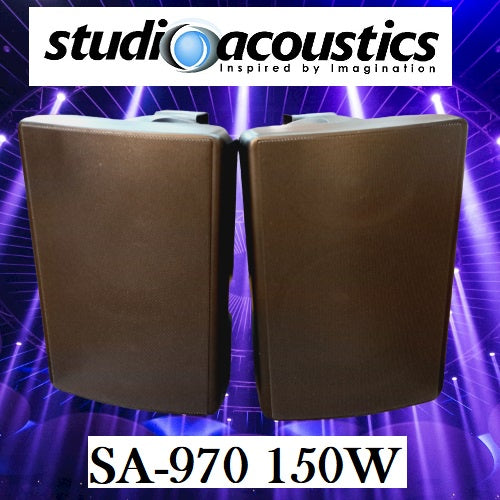 Studio Acoustic Speaker SA-970 6" Indoor-Outdoor Speaker Black 2 Way Pair 6 inches 150W 152mm 8 Ohms