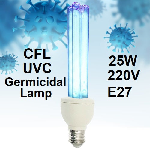 CFL UVC 25W E27 220VAC Germicidal Lamp Compact Sterilizer Bulb  UV Sterilization lamp E27 screw base