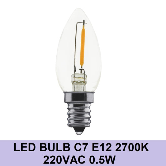 Led Bulb C7 E12 2700K 220VAC 0.5W 220V 0.5Watts Candle Lights Light Bulbs Led Night Light Warm White