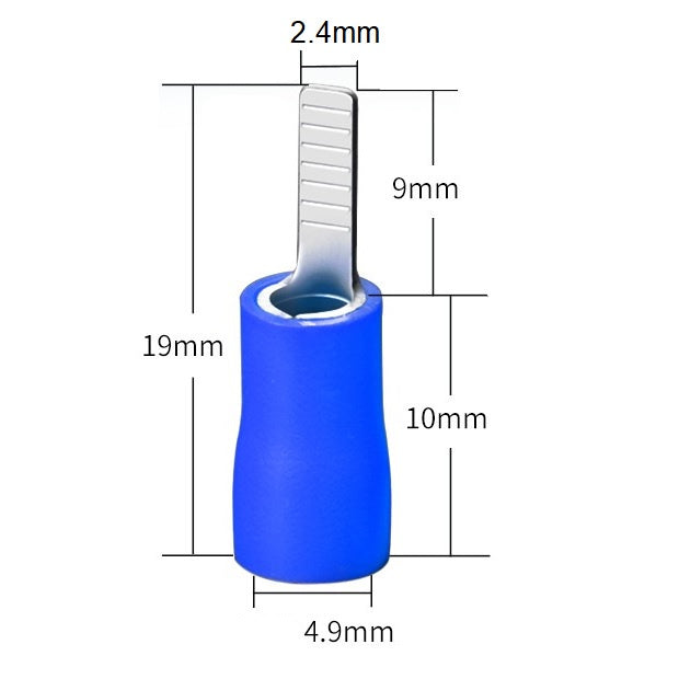 DBV2-10 Insulated Blade Type Terminal Vinyl Insulated Flat Blade Terminals 16-14 AWG 100pcs per Pack