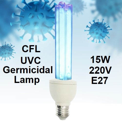 CFL UVC 15W 220V E27 Base UV Germicidal Lamp Kill Harmful Micro-Organisms Sanitation UV Lamp 15watts