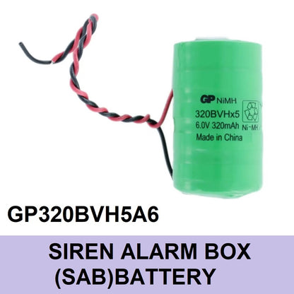 GP320BVH5A6 Siren Alarm Box (SAB) Battery GP Batteries 6.0V 320mAh NiMH Flying Leads Rechargeable 6V