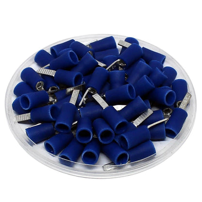 DBV2-10 Insulated Blade Type Terminal Vinyl Insulated Flat Blade Terminals 16-14 AWG 100pcs per Pack