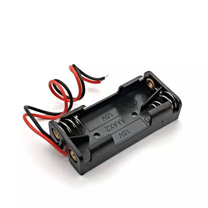 Batter Holder 2 x AAA 1.5V Plastic Black Spring Battery Storage Case Box Plastic Container With Wire