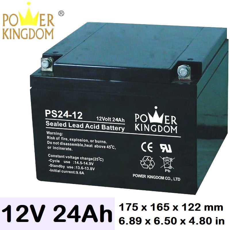 Power Kingdom 12V 24Ah Battery Rechargeable PS24-12 SLA Sealed Lead Acid 12 Volts SLA Batteries