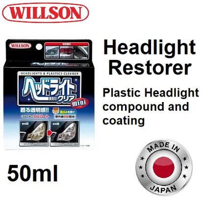 Willson Headlight Restorer 50ml Headlight Plastics Cleaner Restoration Liquid  For Yellowed  Surface