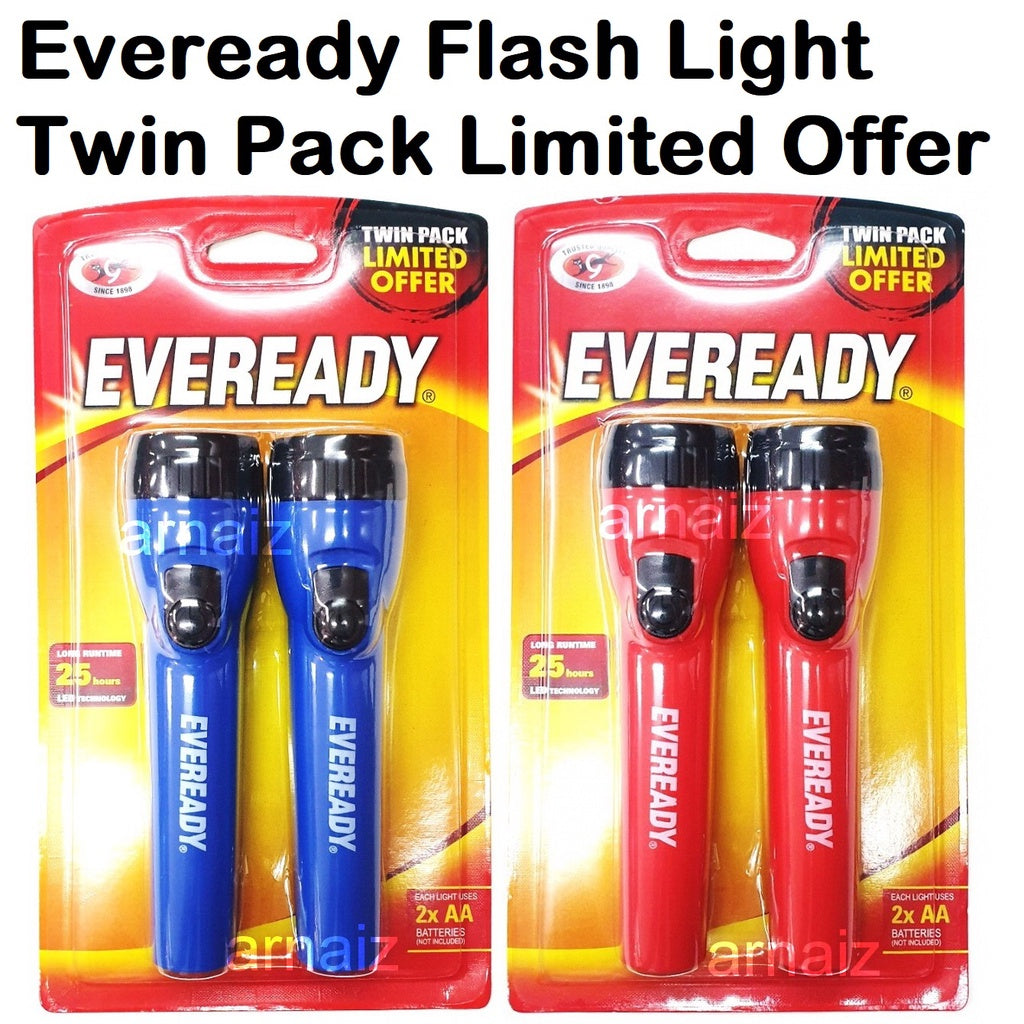 Eveready Flashlight Twinpack Limited Offer (Battery Not Included) LED Light Flash Light Red Blue