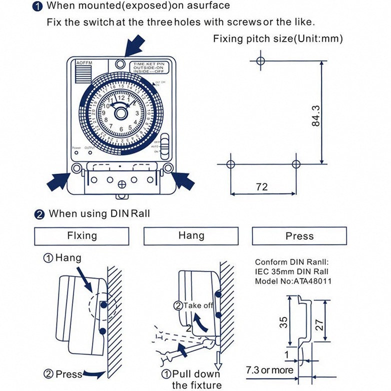 Mechanical Timer TB35 15A 24 Hours Automatic Time Switch TB-35