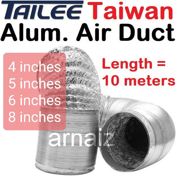 Flexible Aluminum Air Duct (10 meters) 4 5 6 8 inches Foil Ducting Ventilation HVAC Tube Tailee