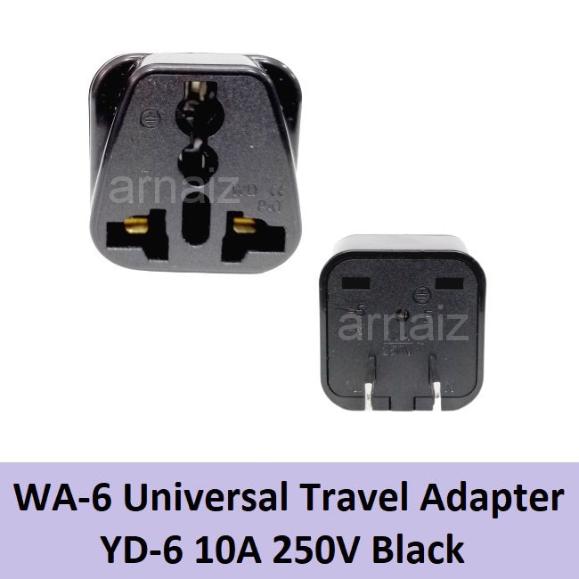 Universal Travel Adapter (1pc) Black 10A 250V Adaptor Plug Socket AC Converter same as Omni Quality