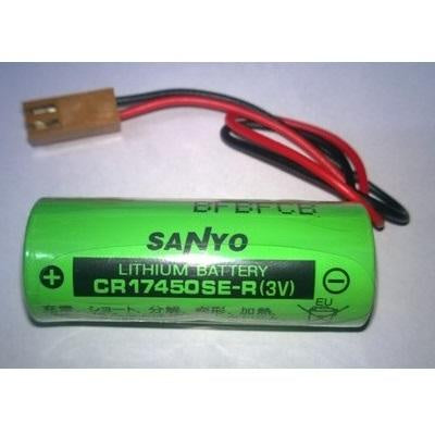 Sanyo CR-17450SE-R with Brown Connector 2-PIN 3V PLC Lithium Battery with Plug Wire