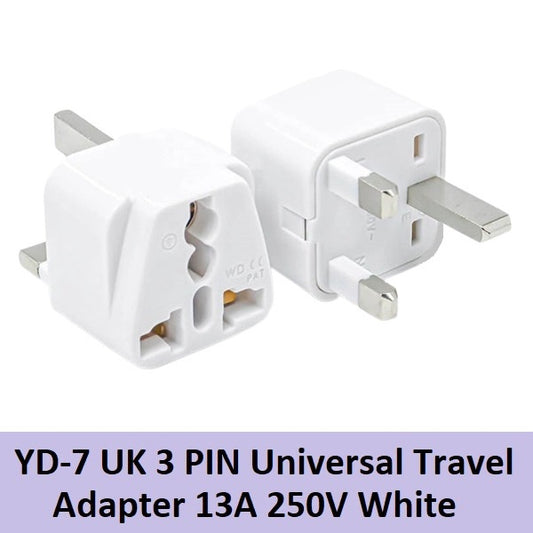 High Quality YD-7 (1pc) White UK Universal Travel Adapter 13A 250V Universal Socket to 3-Pin UK Plug