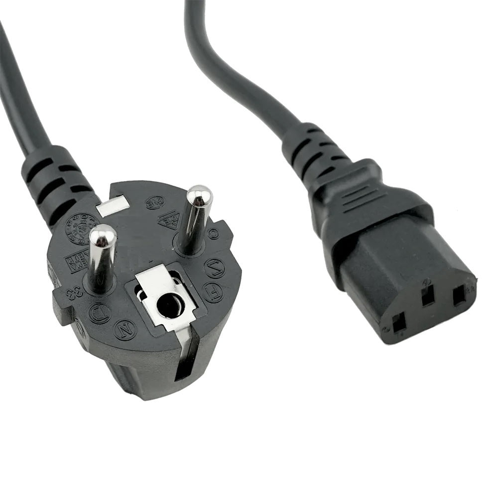 Power Cord Angled German Plug European Standard To C13 SJT AWG18 3C 3m 3meters 1mm Black Wire CEE7/7