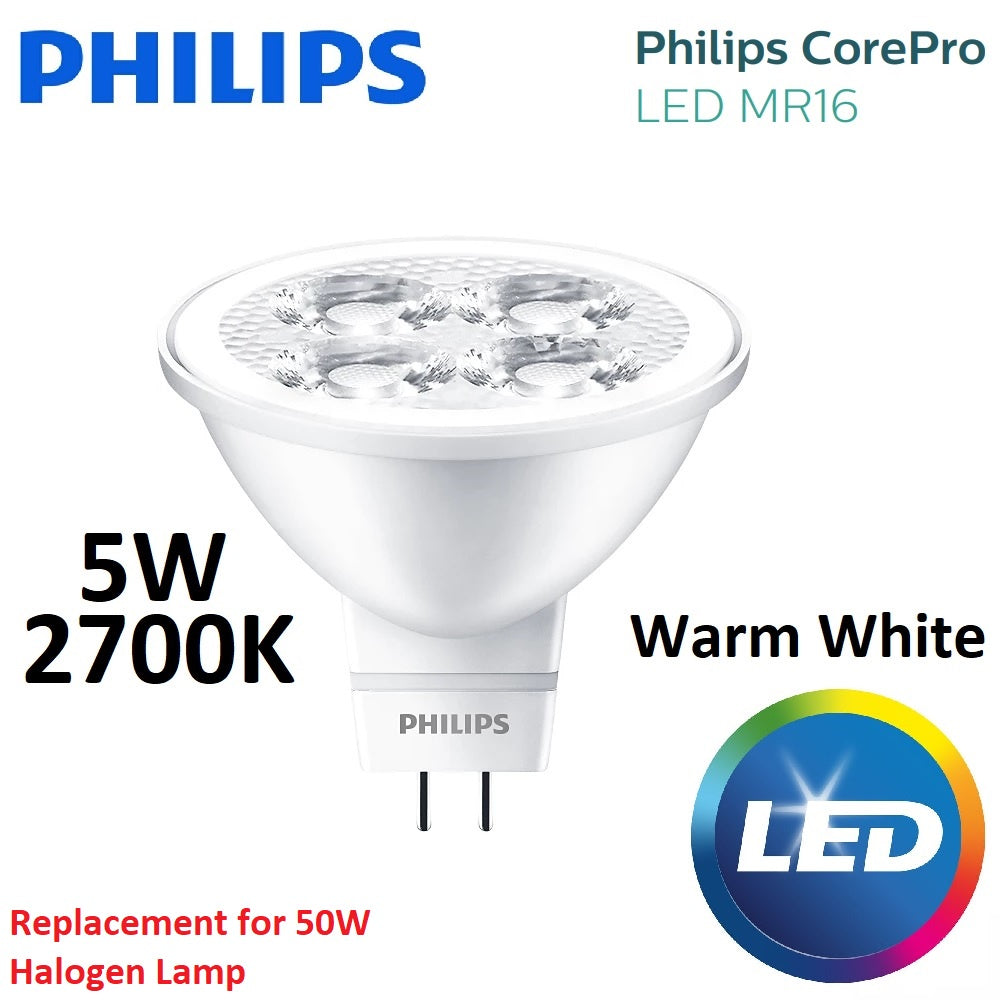 Philips CorePro MR16 LED 12V 5W 2700K 24D GU5.3 400lm  Warm White  Core Pro Led Bulb Led Lamp 5watts