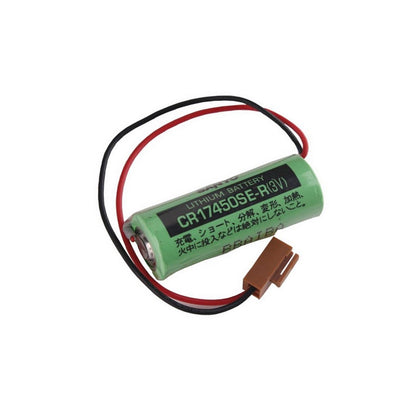 Sanyo CR-17450SE-R with Brown Connector 2-PIN 3V PLC Lithium Battery with Plug Wire