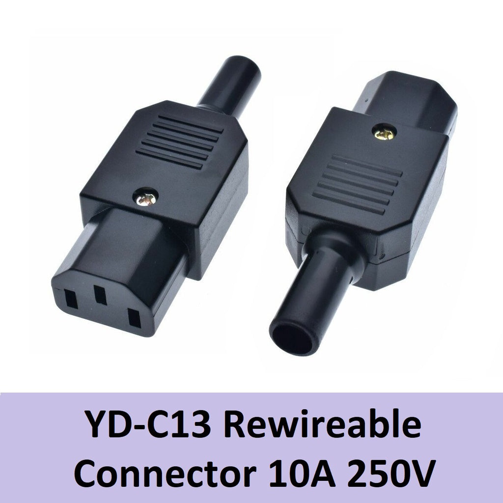 C13 Rewireable Connector (1pc) 10A 250V YD-C13 Power Cord Plug Connector Straight Cable Mount Outlet