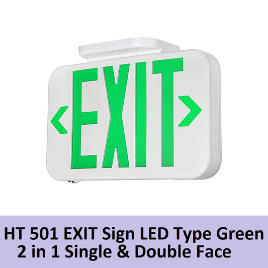 Exit Light EXIT Sign LED Type Green HT 501 HT-501 120/277VAC Emergency Exit Light Single Double Face