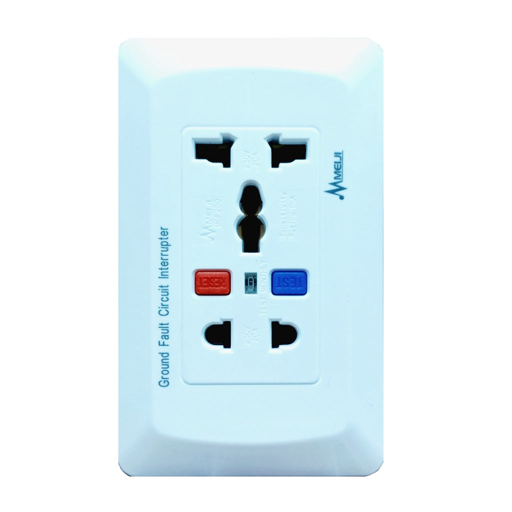 MEIJI MGF-250 GFCI Ground Fault Circuit Interrupter Universal & International Outlet 220V 20A MGF250