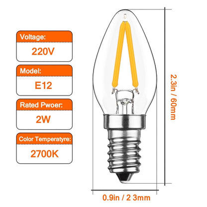 LED Filament Bulb 2W C7 220V E12 2700K Warm White  Night Light Candle Refrigerator Bulb Non-dimmable