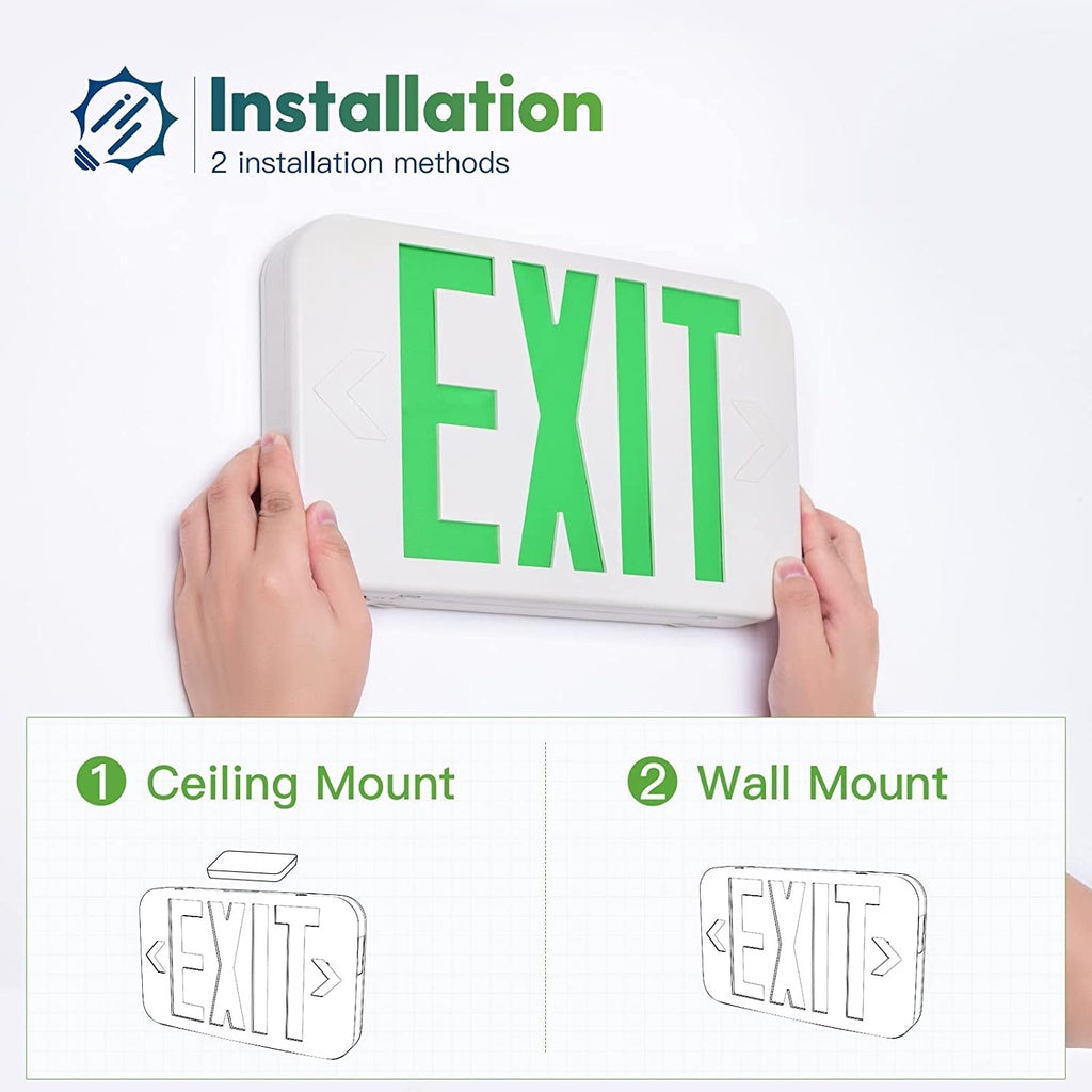 Exit Light EXIT Sign LED Type Green HT 501 HT-501 120/277VAC Emergency Exit Light Single Double Face