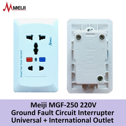 MEIJI MGF-250 GFCI Ground Fault Circuit Interrupter Universal & International Outlet 220V 20A MGF250