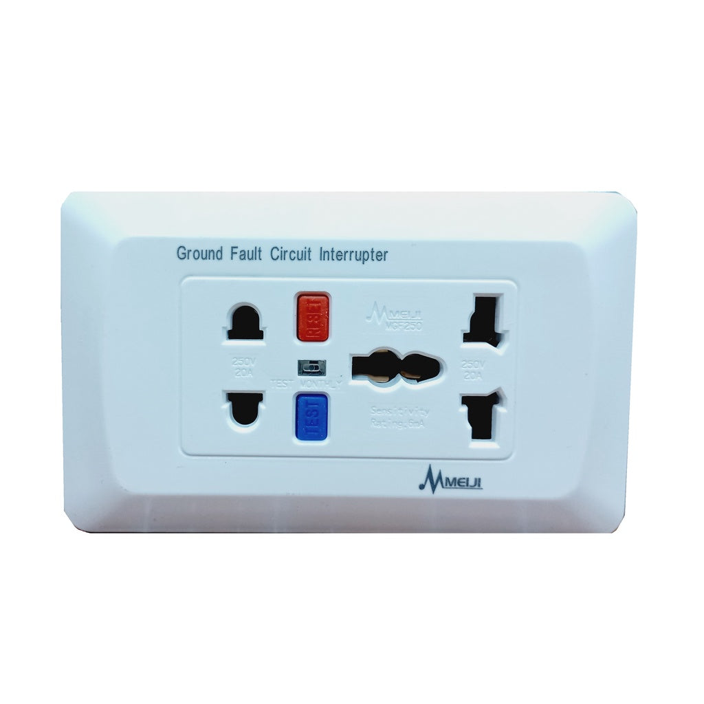 MEIJI MGF-250 GFCI Ground Fault Circuit Interrupter Universal & International Outlet 220V 20A MGF250