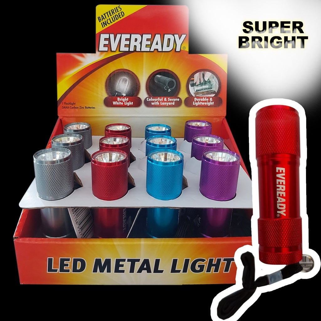 Eveready Compact LED Metal Light Flashlight Torch Flash Light Batteries Included MLHV32