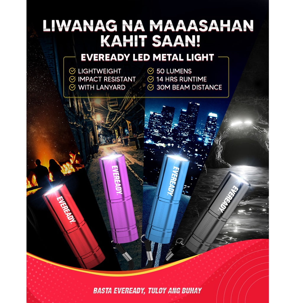 Eveready Compact LED Metal Light Flashlight Torch Flash Light Batteries Included MLHV32