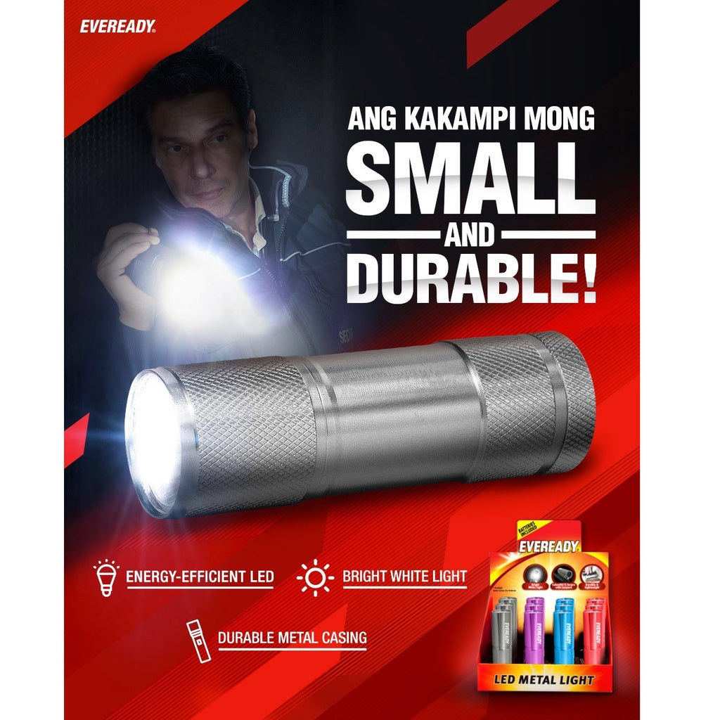 Eveready Compact LED Metal Light Flashlight Torch Flash Light Batteries Included MLHV32