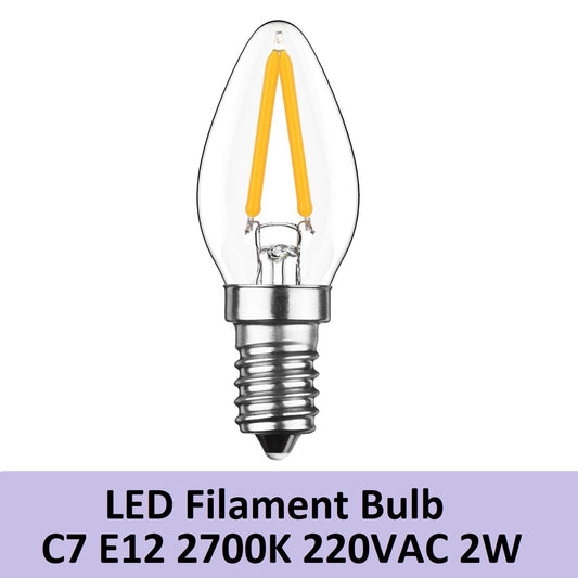 LED Filament Bulb 2W C7 220V E12 2700K Warm White  Night Light Candle Refrigerator Bulb Non-dimmable