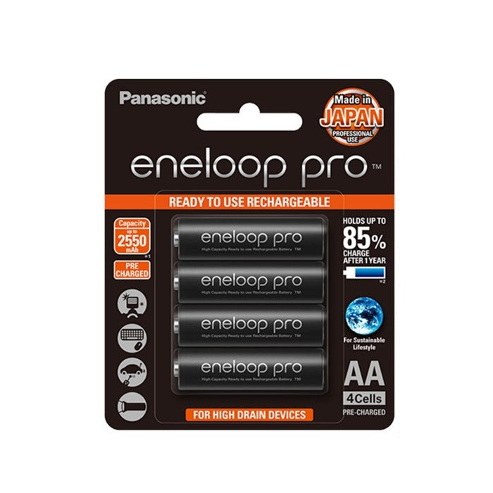 Panasonic Eneloop PRO AA 4pcs 2550mAh 1.2V Rechargeable Battery min. 2450mAh BK-3HCCE/4BT HRM6 Ni-MH