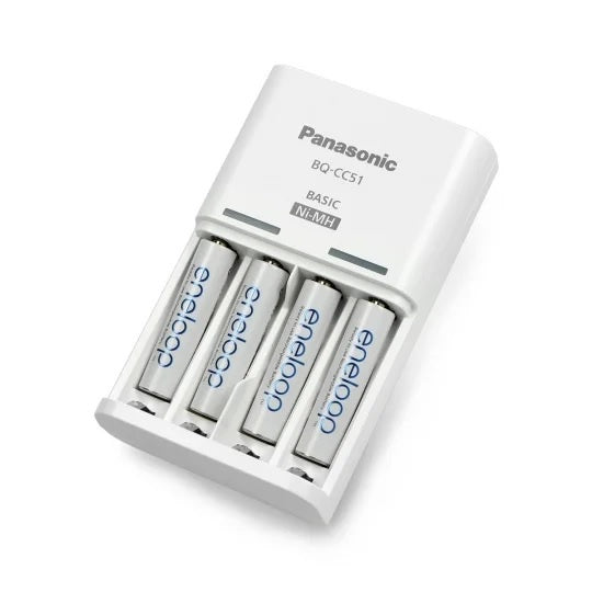 Panasonic Eneloop Basic Charger Kit K-KJ51MCC40T with 4pcs AA Rechargeable Battery BQ-CC51 BQ-CC51E