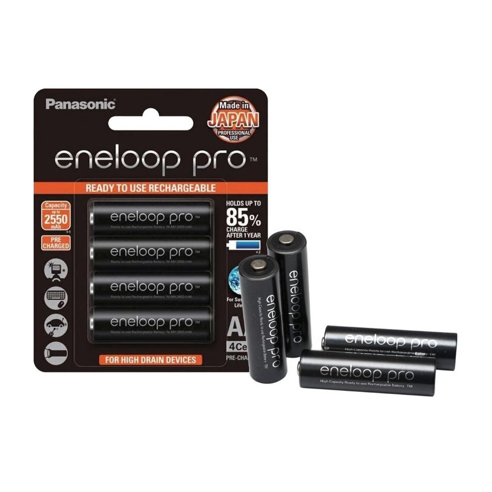 Panasonic Eneloop PRO AA 4pcs 2550mAh 1.2V Rechargeable Battery min. 2450mAh BK-3HCCE/4BT HRM6 Ni-MH