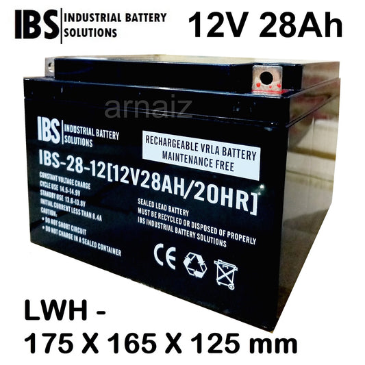 IBS 12V 28Ah SLA Rechargeable Battery IBS-28-12 20Hr Valve Regulated Sealed Lead-Acid Battery VRLA