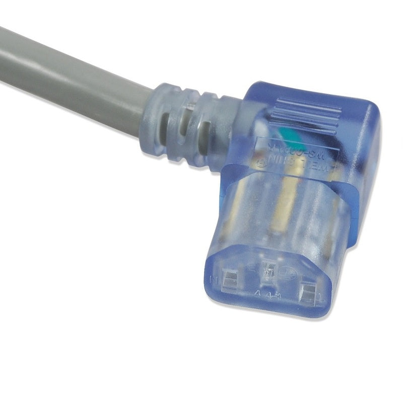 Hospital Grade Power Cord NEMA5 15P TO Angled C13 3 Meters NEMA5-5P 3m Transparent Plugs Gray Cord