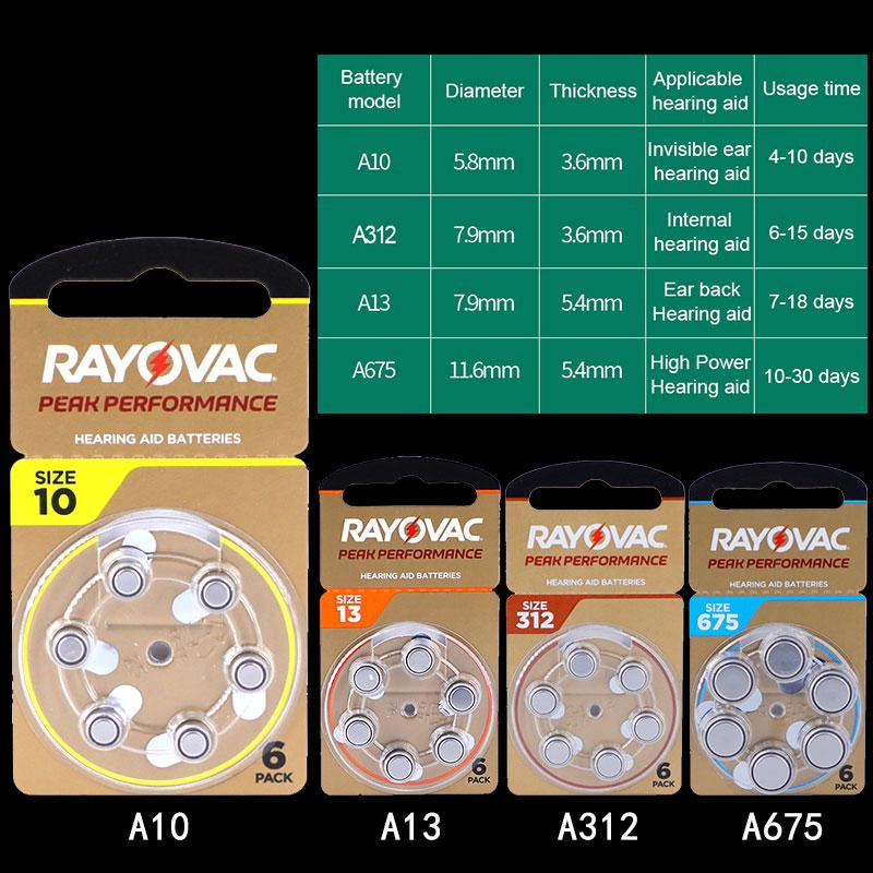 Rayovac Peak Performance 13 Size 13 PR48 (6pcs) p13 1.45v A13 Hearing Aid Battery Batteries Zinc Air