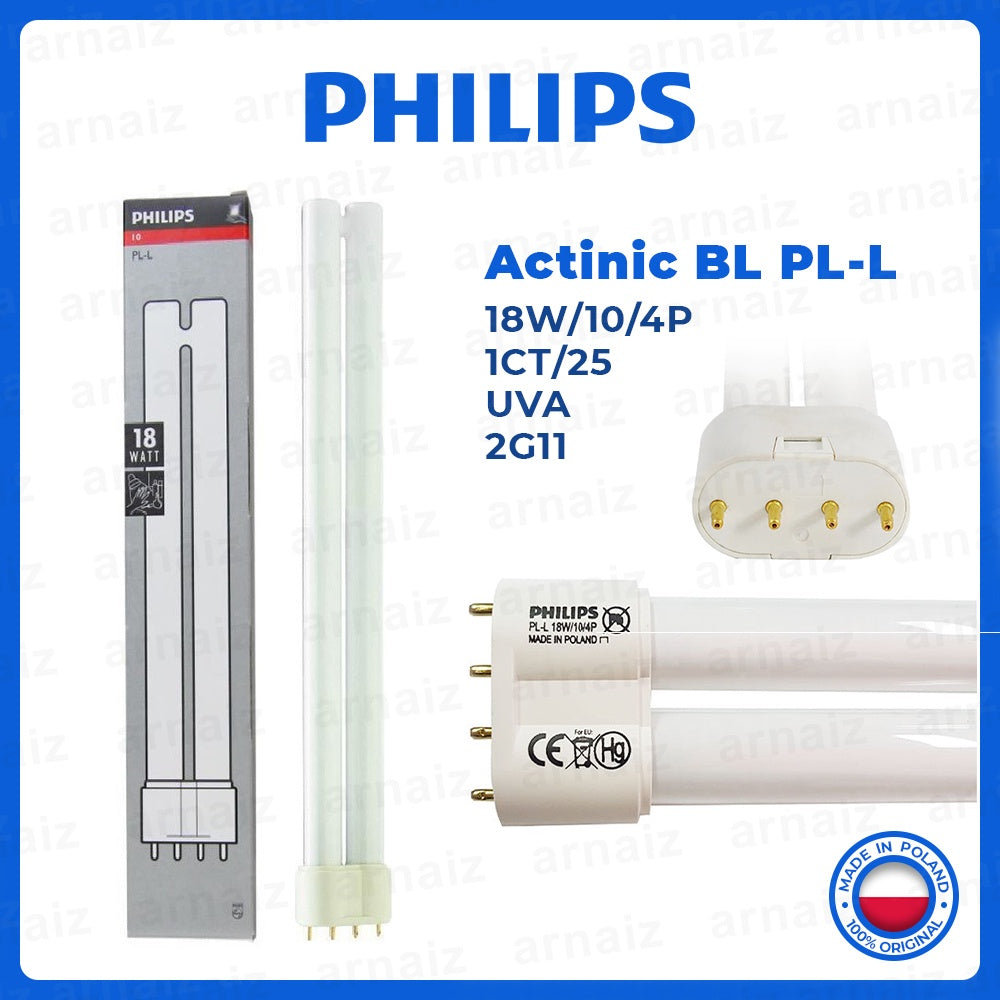 Philips Actinic BL PL-L 18W/10/4P UVA 2G11 UV Lamp 1CT/25 For Electronic Insect Traps / Fly Killers